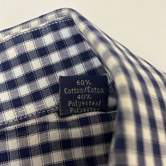 US polo men’s long sleeve plaid shirt wrinkle free 16.5 neck navy blue, white - Picture 7 of 7